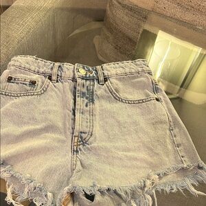Zara Light Blue Distressed Denim Cutoff Shorts